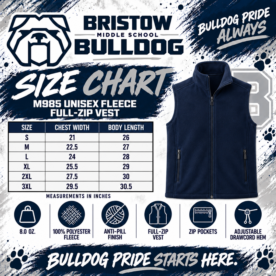 Bristow 4 Faux Embroidery Fleece Vest (Harriton)