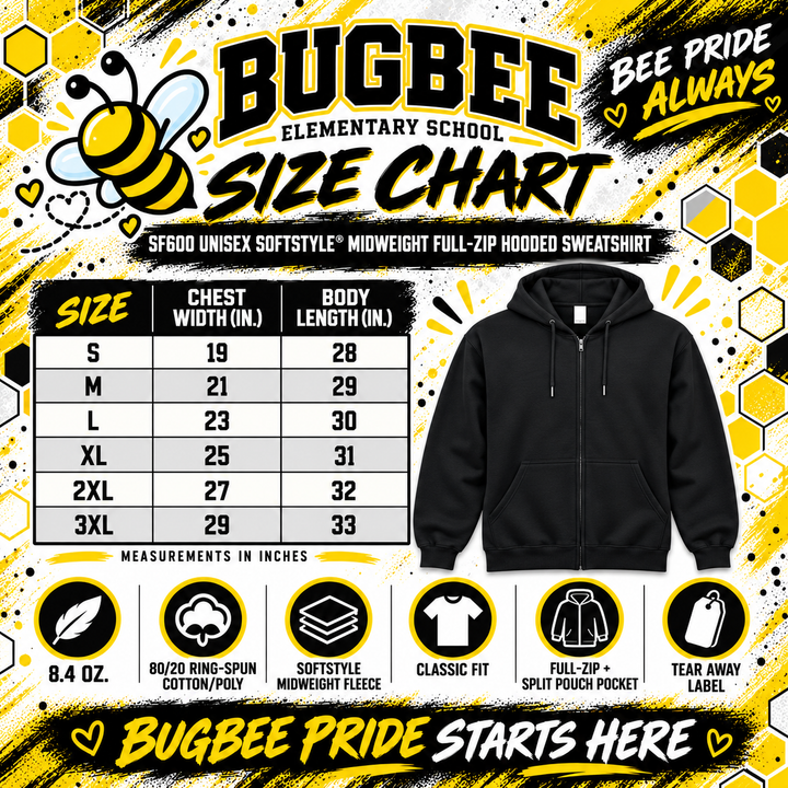 Bugbee Zip Up Hoodie Faux Embroidery 4 (Gildan)