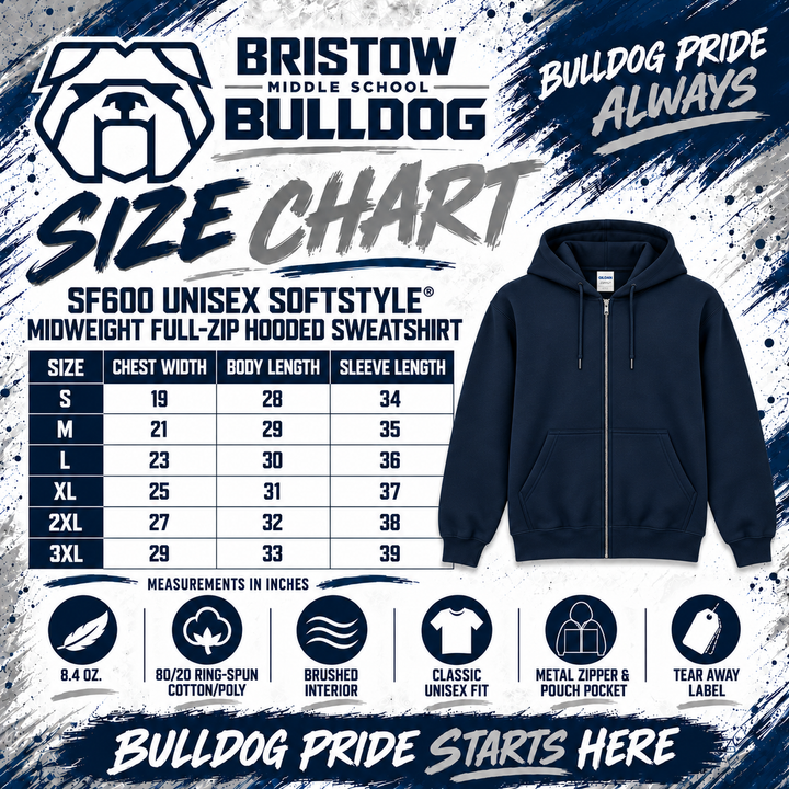 Bristow 4 Faux Embroidery Zip-Hoodie (Gildan)