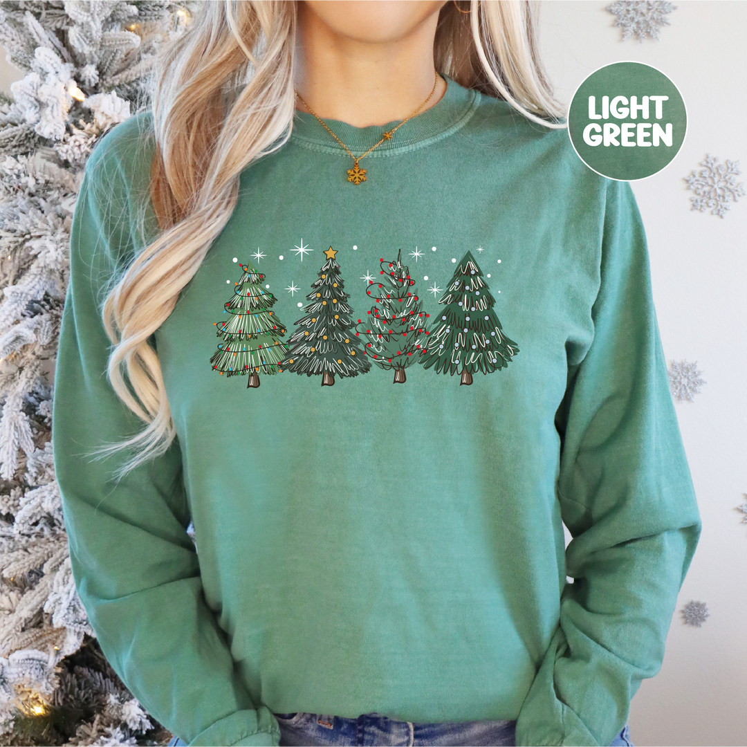 Green Christmas Trees Long Sleeve