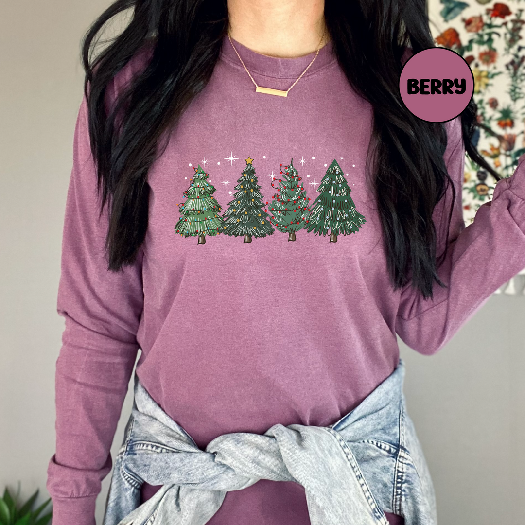 Green Christmas Trees Long Sleeve