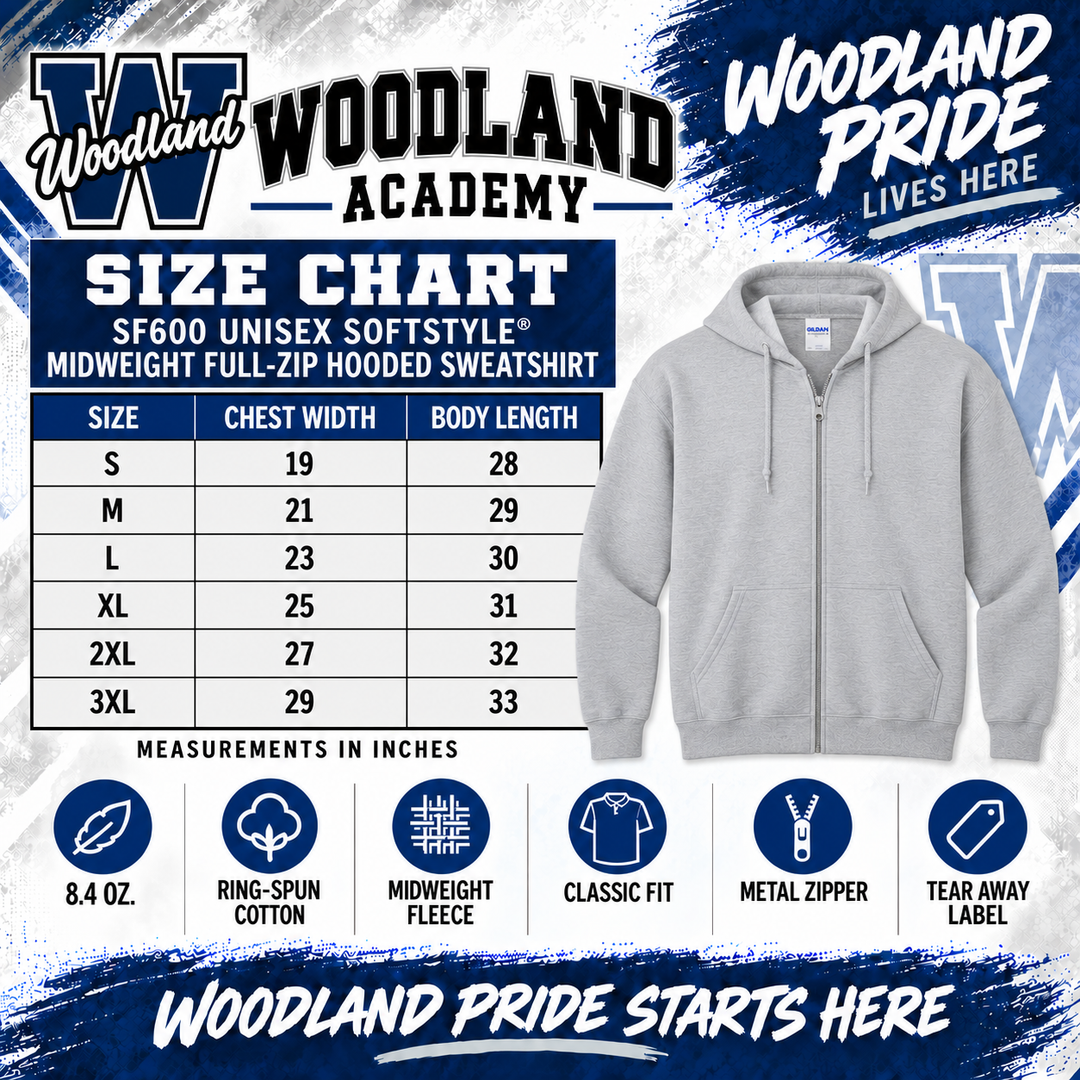 Woodland 1 Zip-up Hoodie (Gildan)